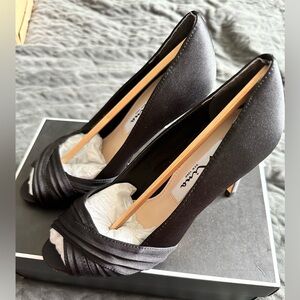 Nina black satin heels